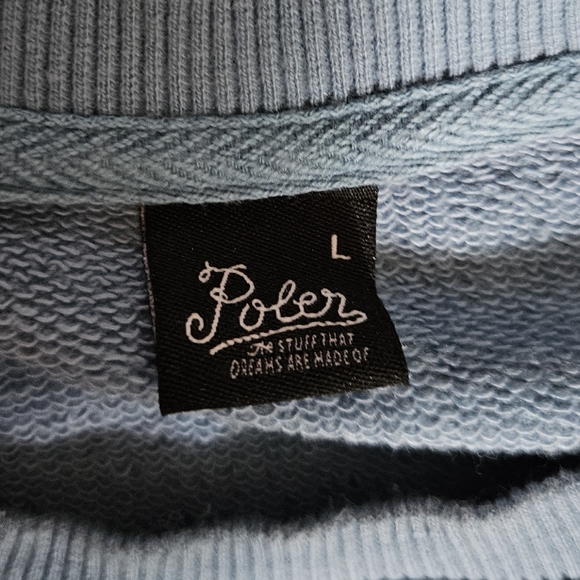 Poler Stuff Mens Douglas PS Blue Crewneck Sweatshirt True Blue/Blue Steel sz L - Picture 4 of 6
